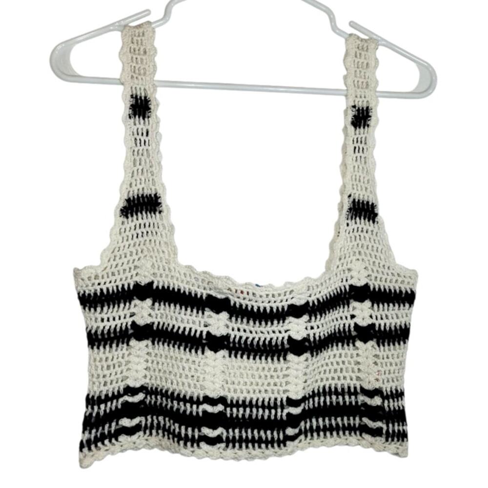 Y2K Free People Beach Women's Crochet Cropped Tank Top Small See Measurements